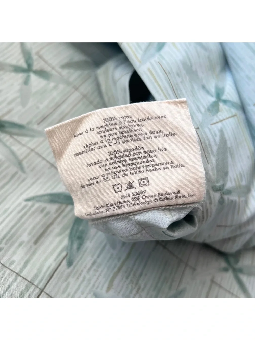RARE Calvin Klein Ocean Grid Jade Green QUEEN Duvet Cover Floral Graphic Italy